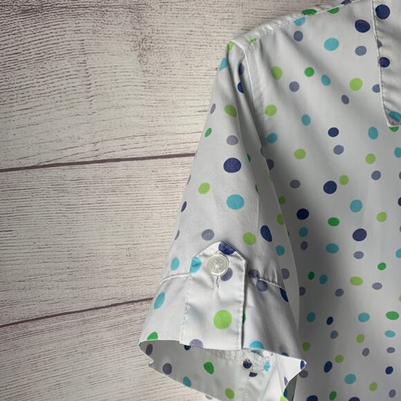 Vintage Studio Works Polka Dot Button Up Shirt Short Sleeve Size Medium - Picture 7 of 15